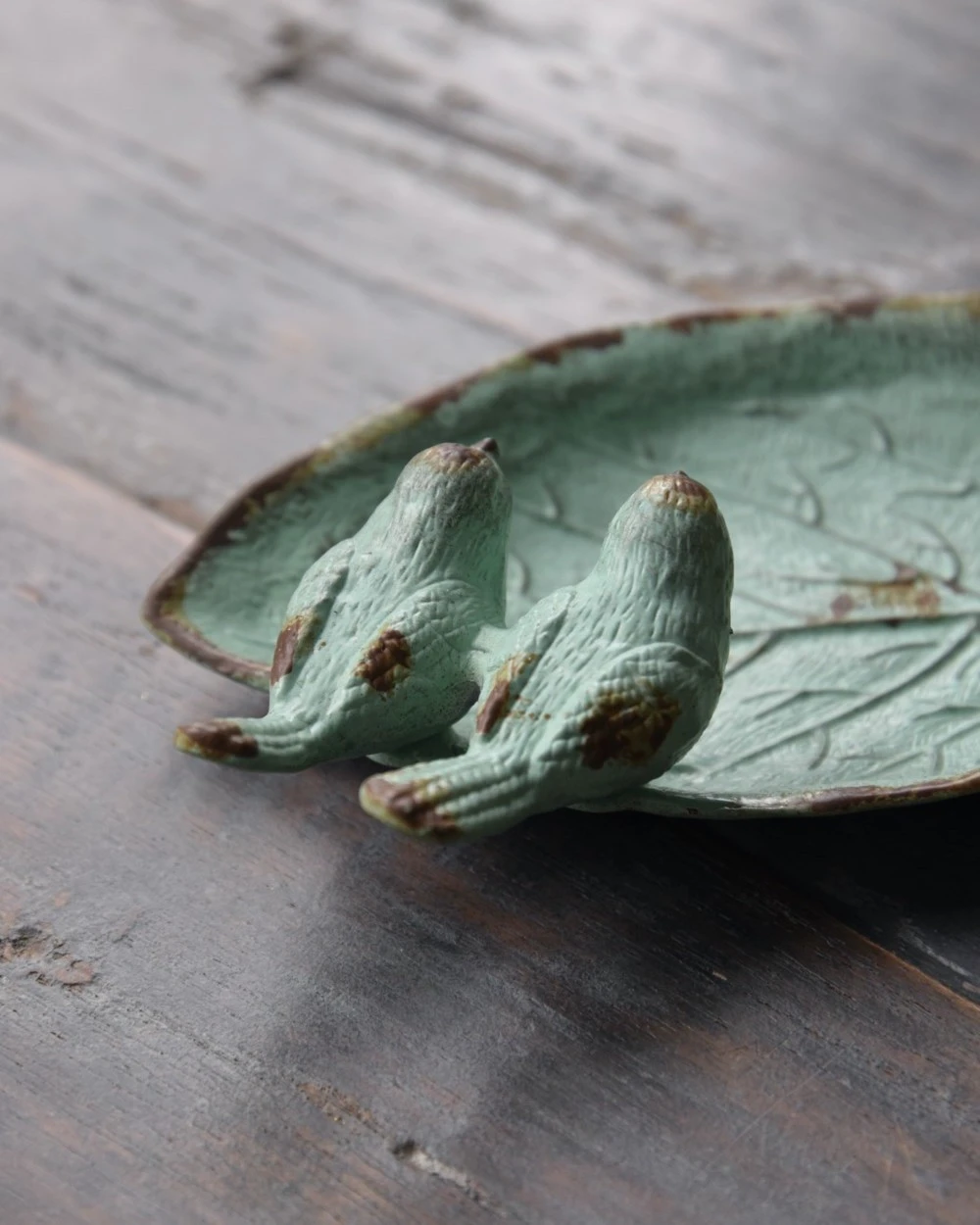 Blad Met 3 Vogeltjes Als Schaaltje In Antiek Turkoois 7 Blad Met 3 Vogeltjes Als Schaaltje In Antiek Turkoois - Afbeelding 5