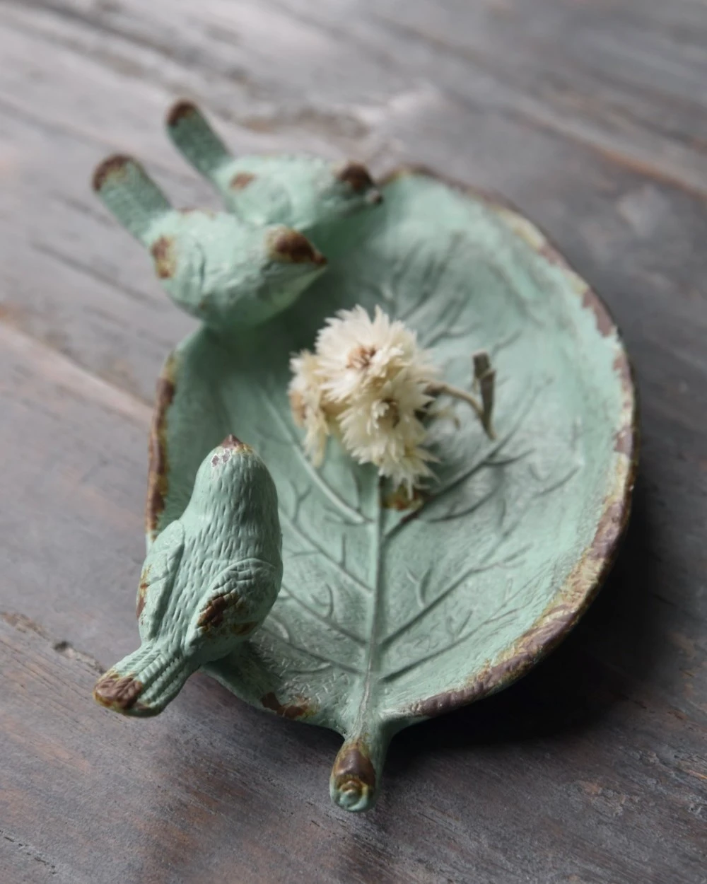 Blad Met 3 Vogeltjes Als Schaaltje In Antiek Turkoois 10 Blad Met 3 Vogeltjes Als Schaaltje In Antiek Turkoois - Afbeelding 8