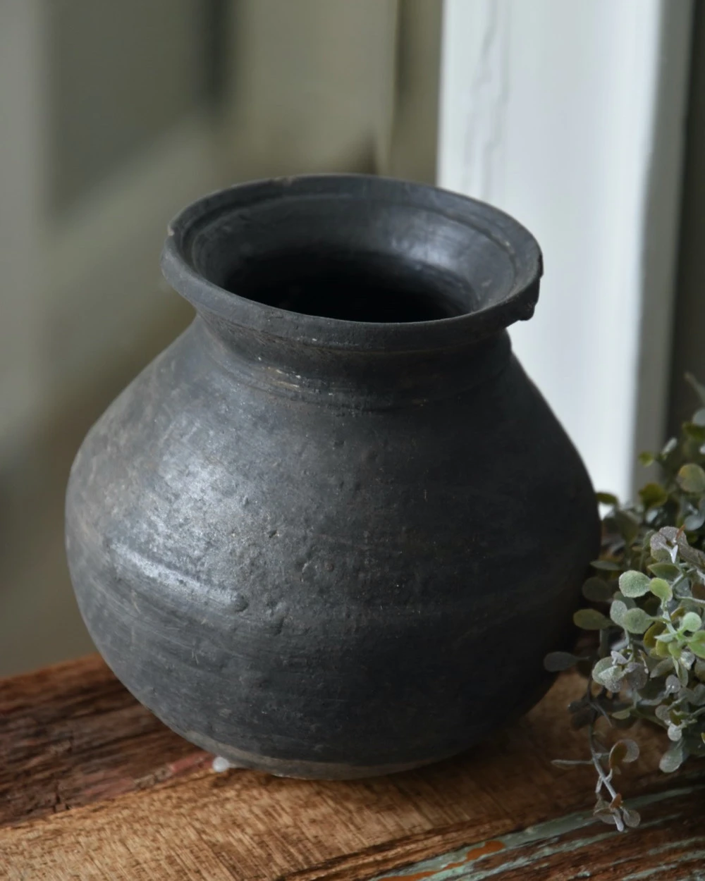 Bolle Oude Klei Pot Met Kraag 3 Bolle Oude Klei Pot Met Kraag