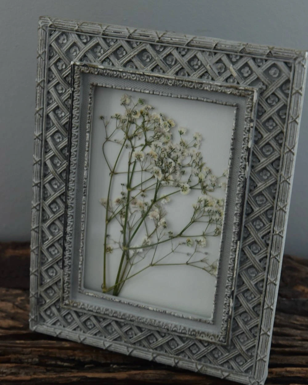 Brocante Lijstje Met Gewerkte Rand, Gipskruid 4 Brocante Lijstje Met Gewerkte Rand, Gipskruid - Afbeelding 2