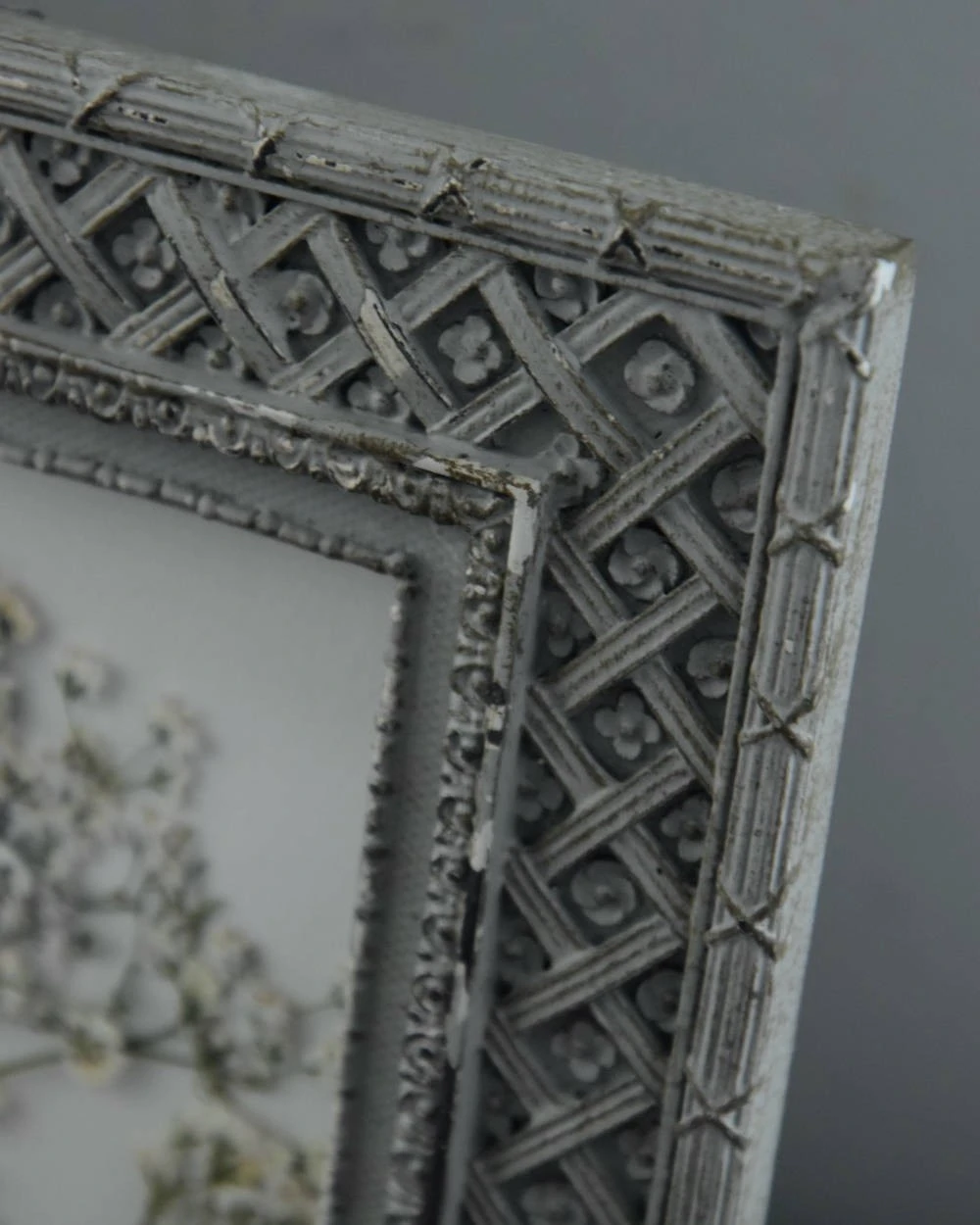 Brocante Lijstje Met Gewerkte Rand, Gipskruid 3 Brocante Lijstje Met Gewerkte Rand, Gipskruid