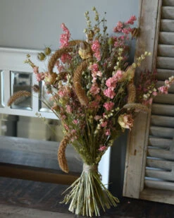 Droogbloem Boeket Gelaagd In Naturel Roze