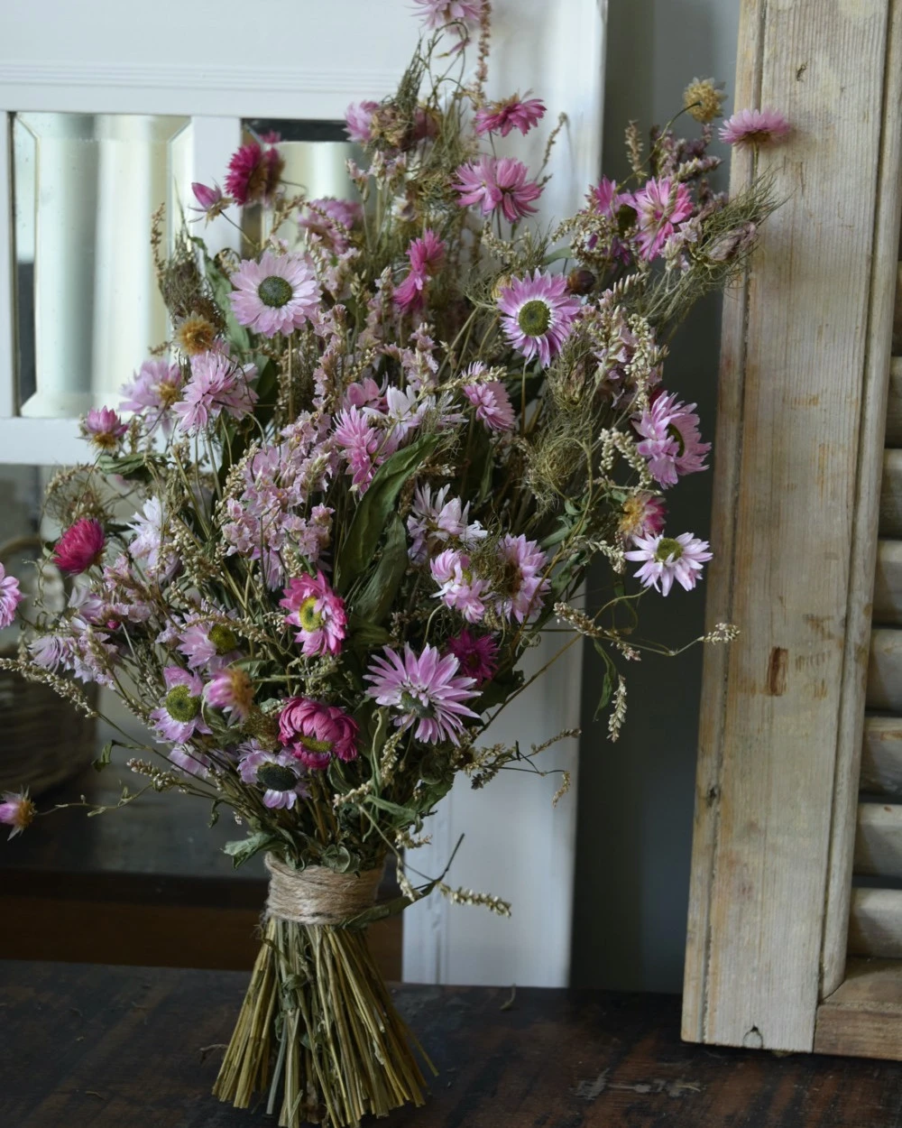 Droogbloem Toef In Fijn Roze Groen 5 Droogbloem Toef In Fijn Roze Groen - Afbeelding 3