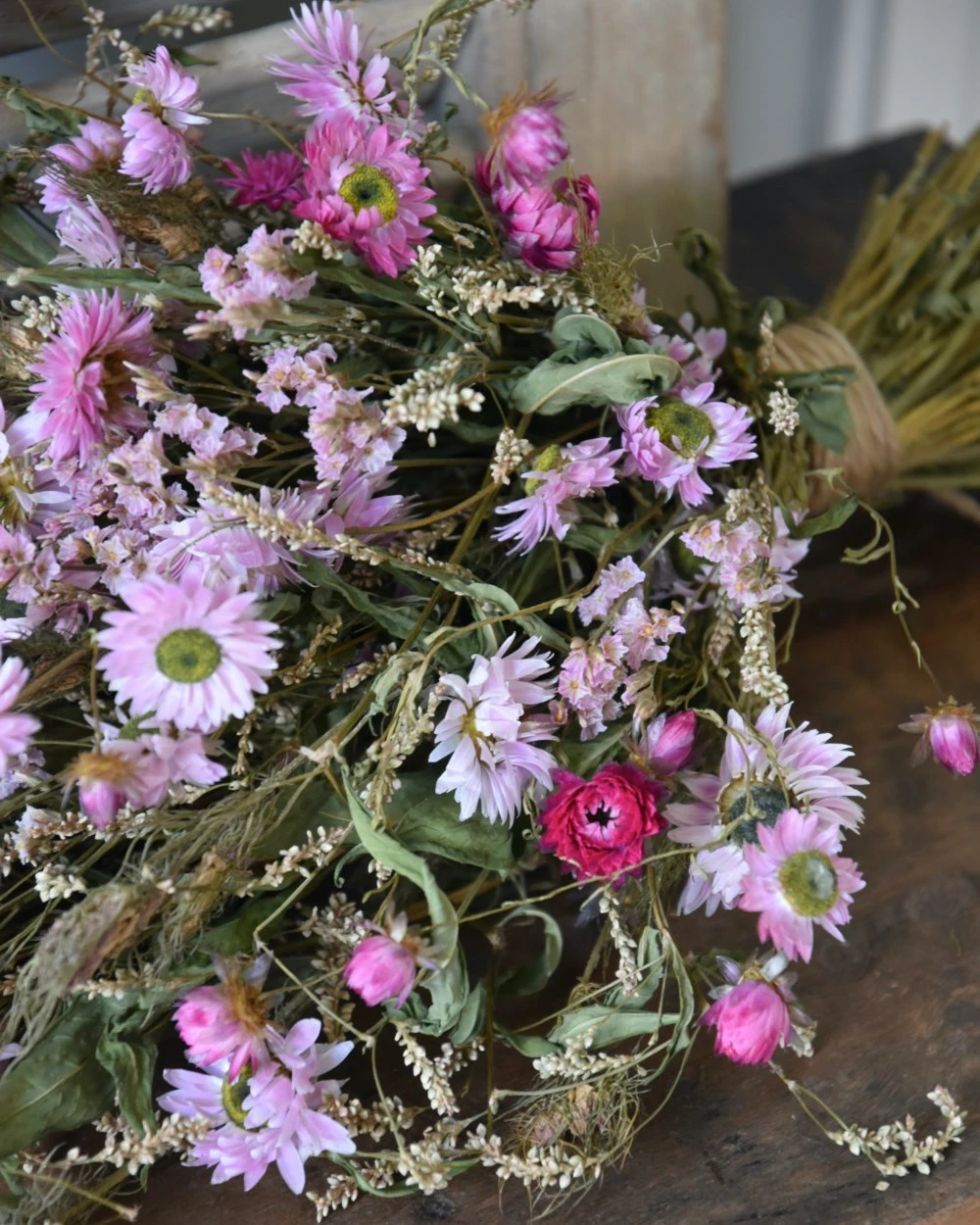 Droogbloem Toef In Fijn Roze Groen 6 Droogbloem Toef In Fijn Roze Groen - Afbeelding 4