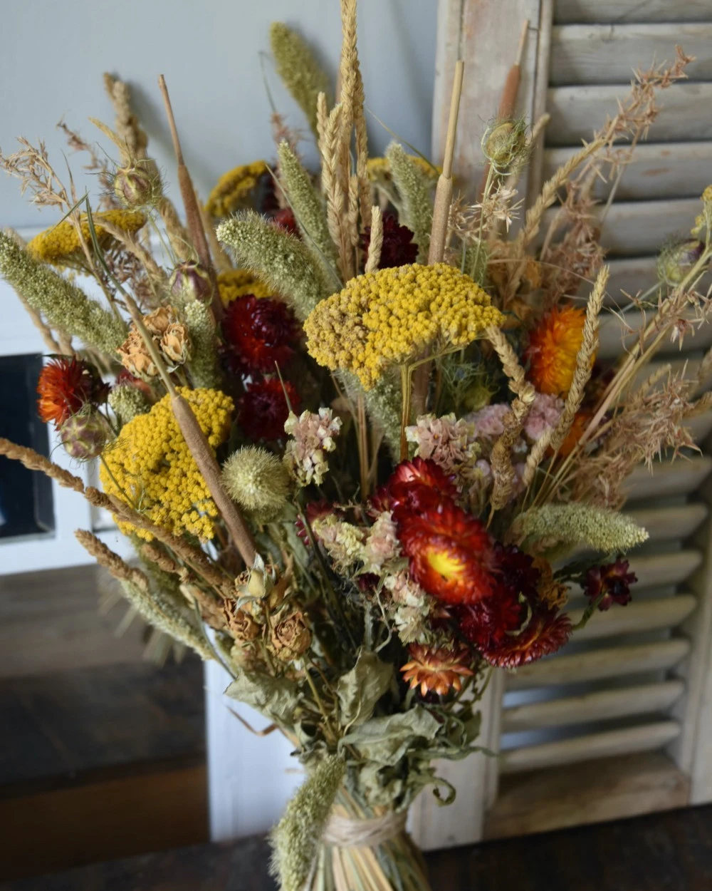 Droogbloemen Plukboeket In Naturel, Oranje/rood, Warm Geel En Groen 9 Droogbloemen Plukboeket In Naturel, Oranje/rood, Warm Geel En Groen - Afbeelding 7