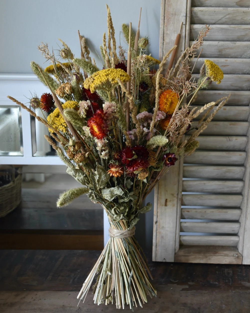 Droogbloemen Plukboeket In Naturel, Oranje/rood, Warm Geel En Groen 3 Droogbloemen Plukboeket In Naturel, Oranje/rood, Warm Geel En Groen