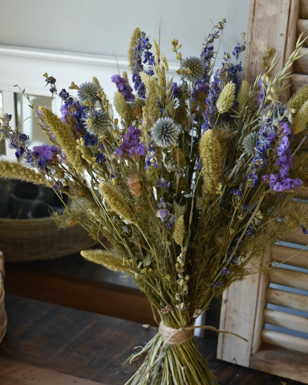 Droogbloemen Veldboeket In Gemengde Groen En Blauw Tinten 4 Droogbloemen Veldboeket In Gemengde Groen En Blauw Tinten - Afbeelding 2