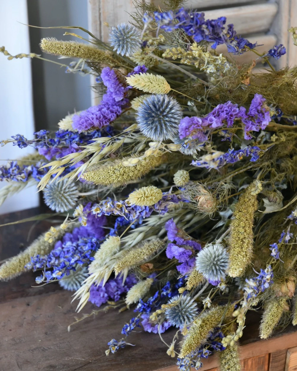 Droogbloemen Veldboeket In Gemengde Groen En Blauw Tinten 3 Droogbloemen Veldboeket In Gemengde Groen En Blauw Tinten