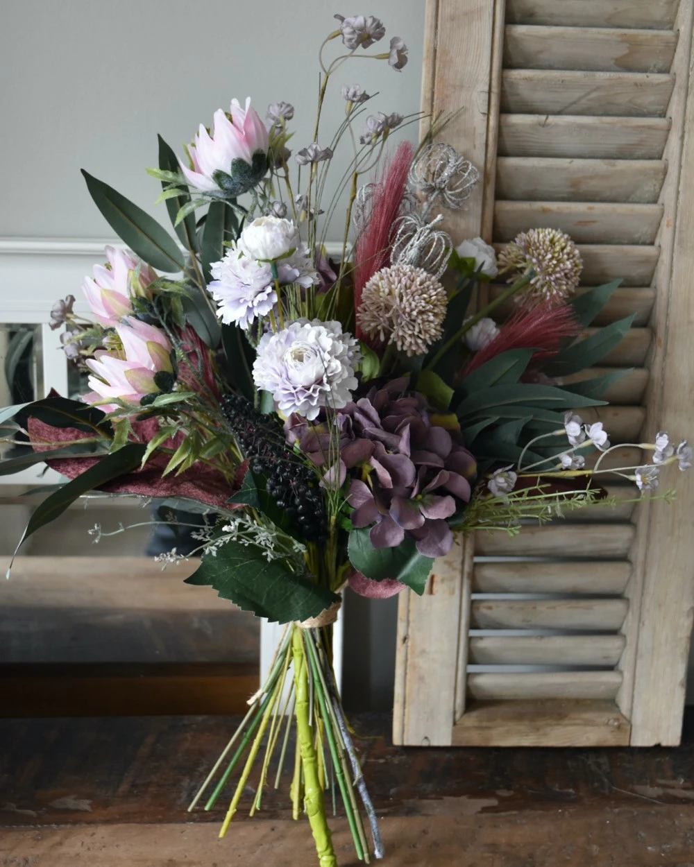 Engels Zijde Plukboeket In Lila Violet Tinten 3 Engels Zijde Plukboeket In Lila Violet Tinten