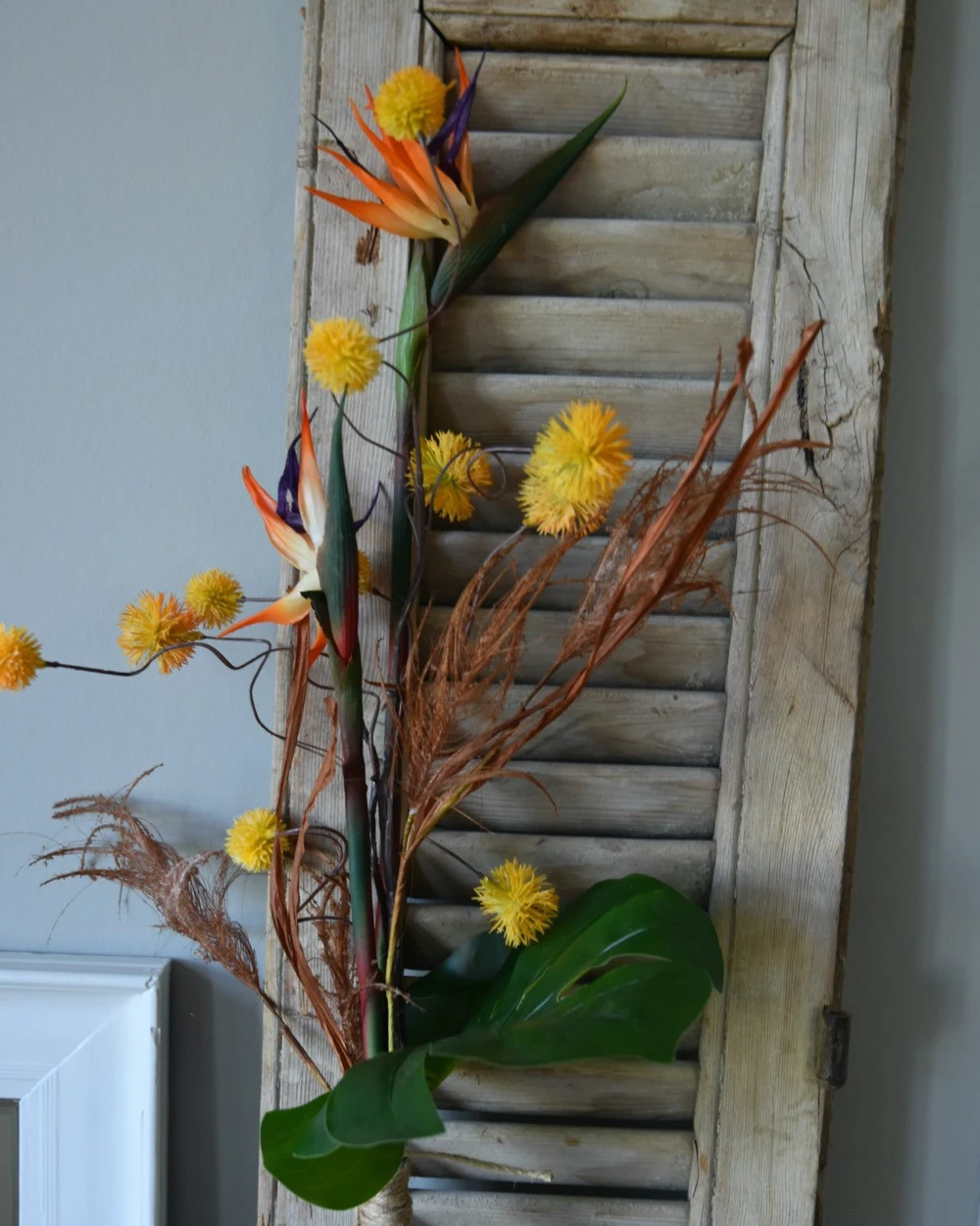 Fles Boeket Met Real Touch Strelitzia's, Paradijsvogelbloem 3 Fles Boeket Met Real Touch Strelitzia's, Paradijsvogelbloem