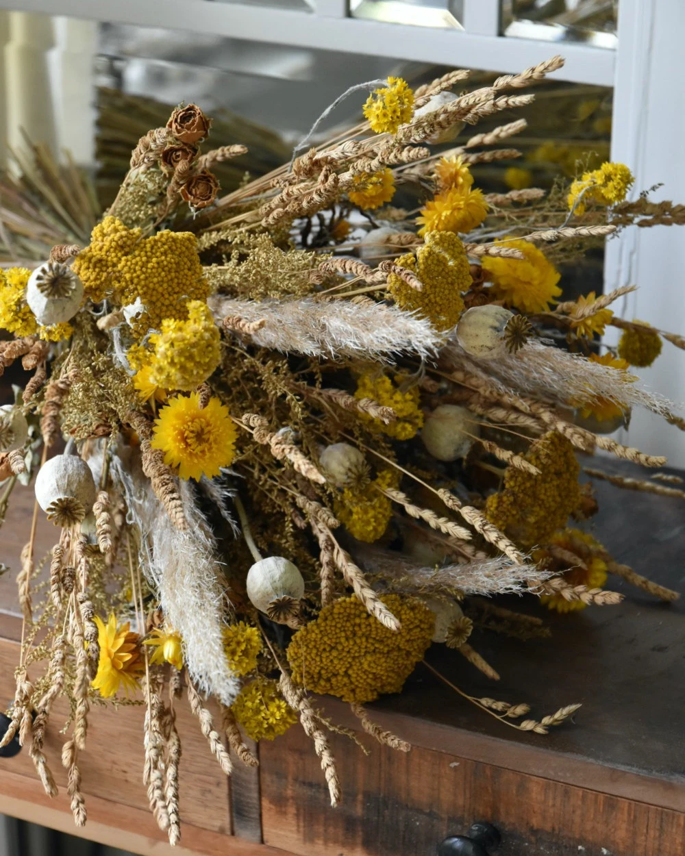 Gemengd Droogbloemen Boeket Gelaagd In Naturel Geel 3 Gemengd Droogbloemen Boeket Gelaagd In Naturel Geel