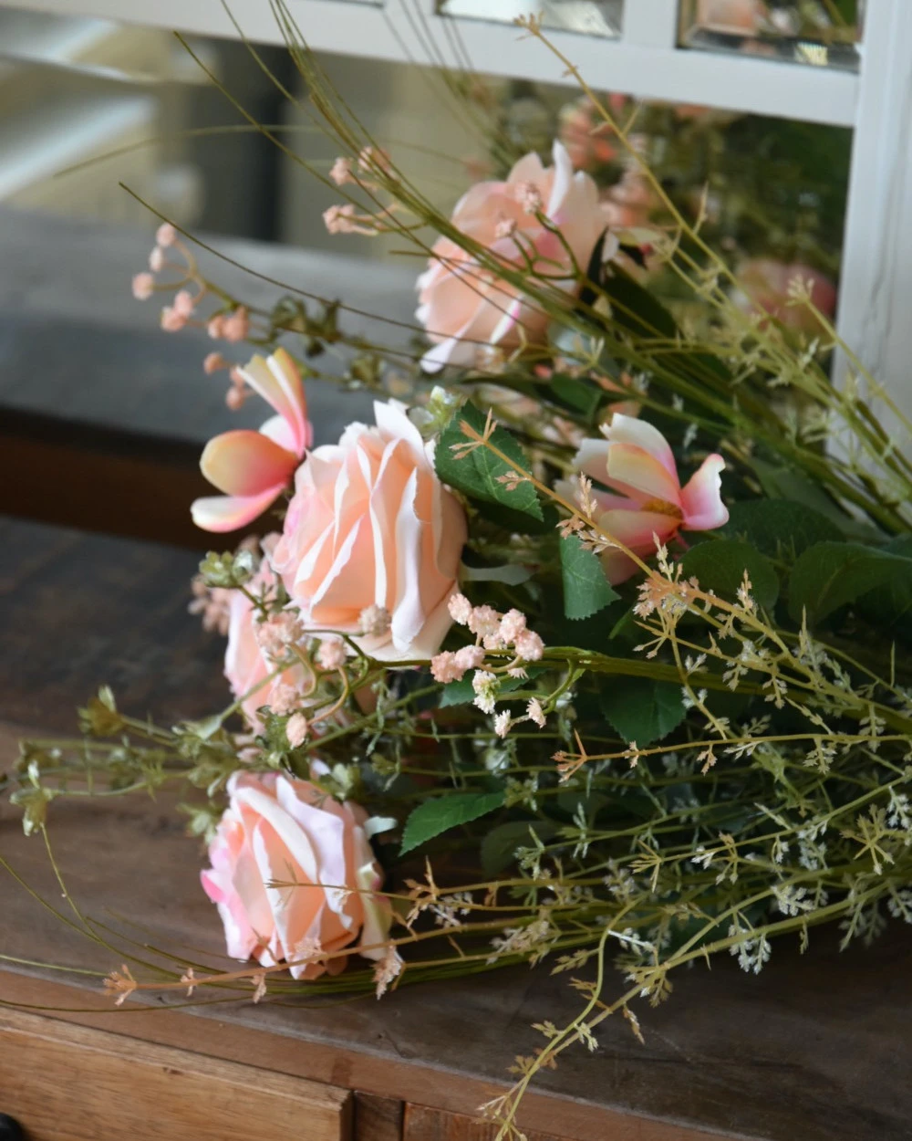 Gemengd Zijde Boeket In Pastel Met Rozen 8 Gemengd Zijde Boeket In Pastel Met Rozen - Afbeelding 6