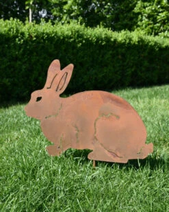 Konijn Van Roest Metaal Als Tuinsteker