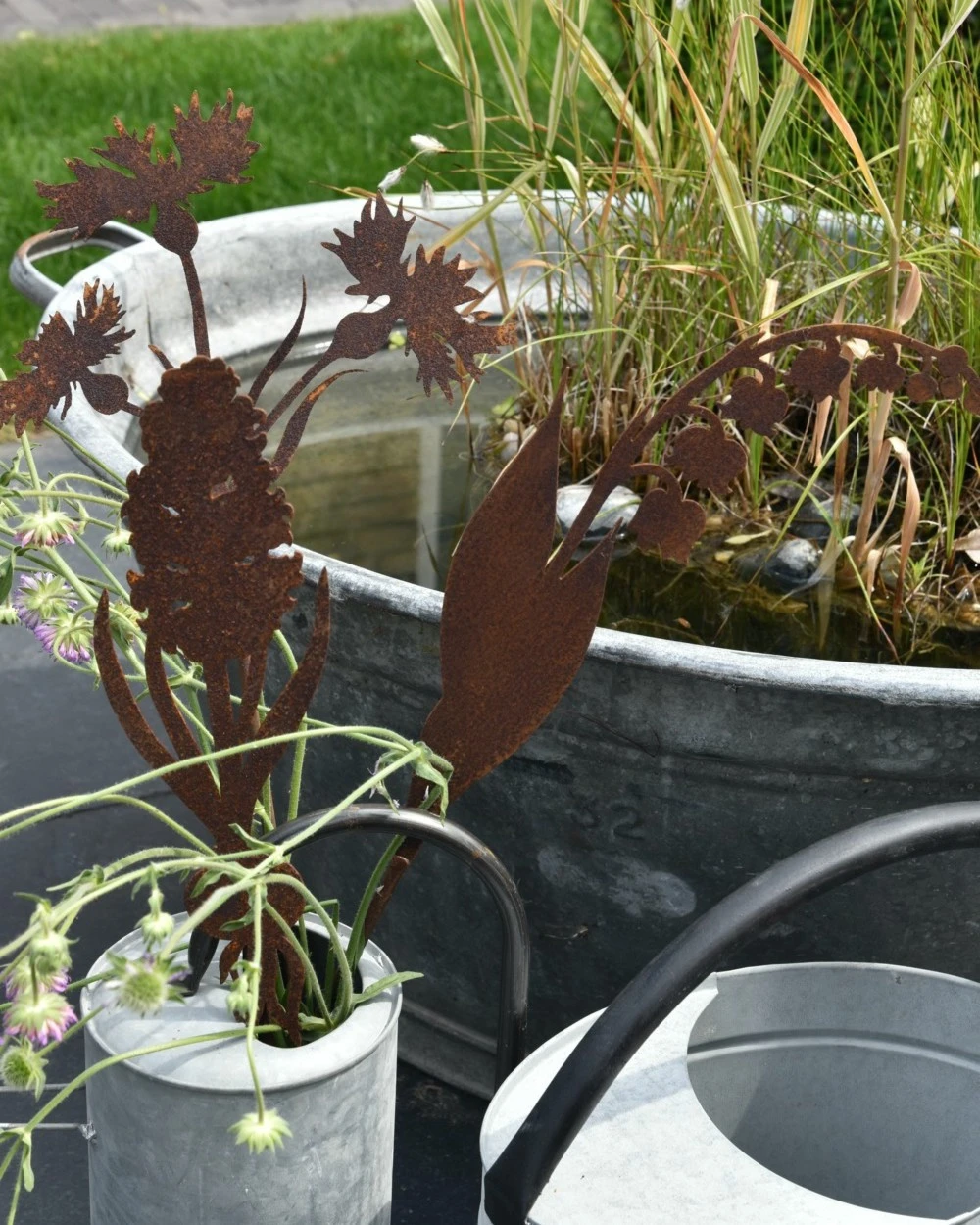 Korenbloem Tuinprikker, Metaal Roest 5 Korenbloem Tuinprikker, Metaal Roest - Afbeelding 3
