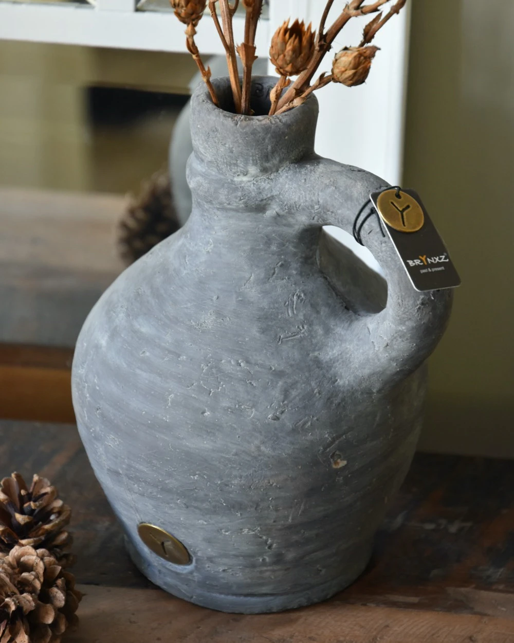 Kruik Kannetje Met Oor In Vintage Grijs Groot, Brynxz 3 Kruik Kannetje Met Oor In Vintage Grijs Groot, Brynxz