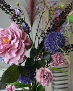 Lila Paars Zijde Pluk Boeket Met Tuinroos, Allium En Bloesem -Bekend Decoratie Winkel lila paars zijde pluk boeket met tuinroos allium en bloesem 4