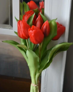 Real Touch Vermeer Tulpen Gemêleerd Rood, Bos 7 Stuks -Bekend Decoratie Winkel real touch hollandse vermeer tulpen gemeleerd rood bos 7 stuks 3