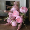 Roze Zijde Bloemen Biedermeier Boeket Met Pioenrozen