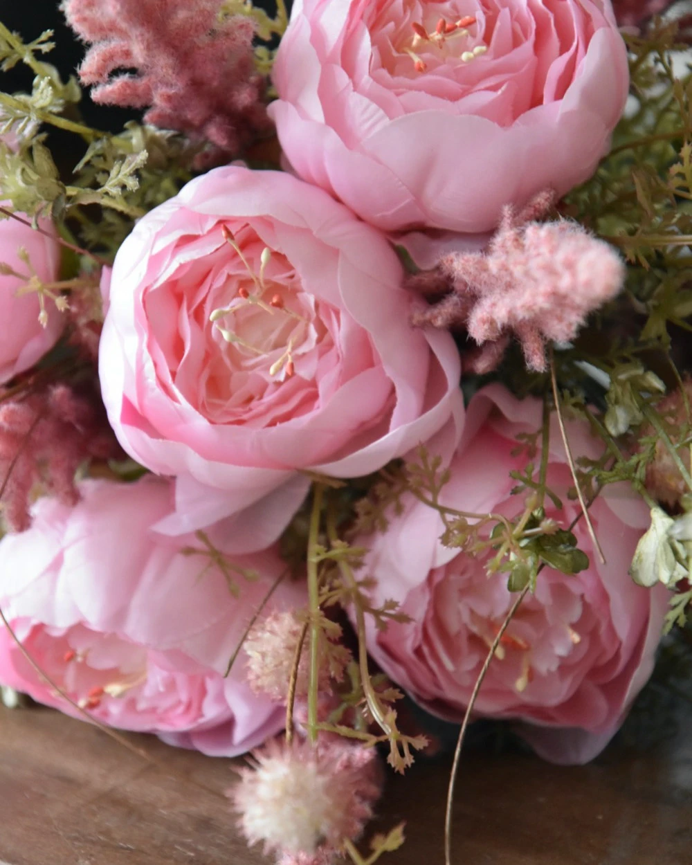 Roze Zijde Bloemen Biedermeier Boeket Met Pioenrozen 6 Roze Zijde Bloemen Biedermeier Boeket Met Pioenrozen - Afbeelding 4