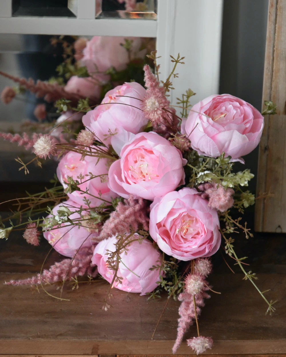 Roze Zijde Bloemen Biedermeier Boeket Met Pioenrozen 9 Roze Zijde Bloemen Biedermeier Boeket Met Pioenrozen - Afbeelding 7