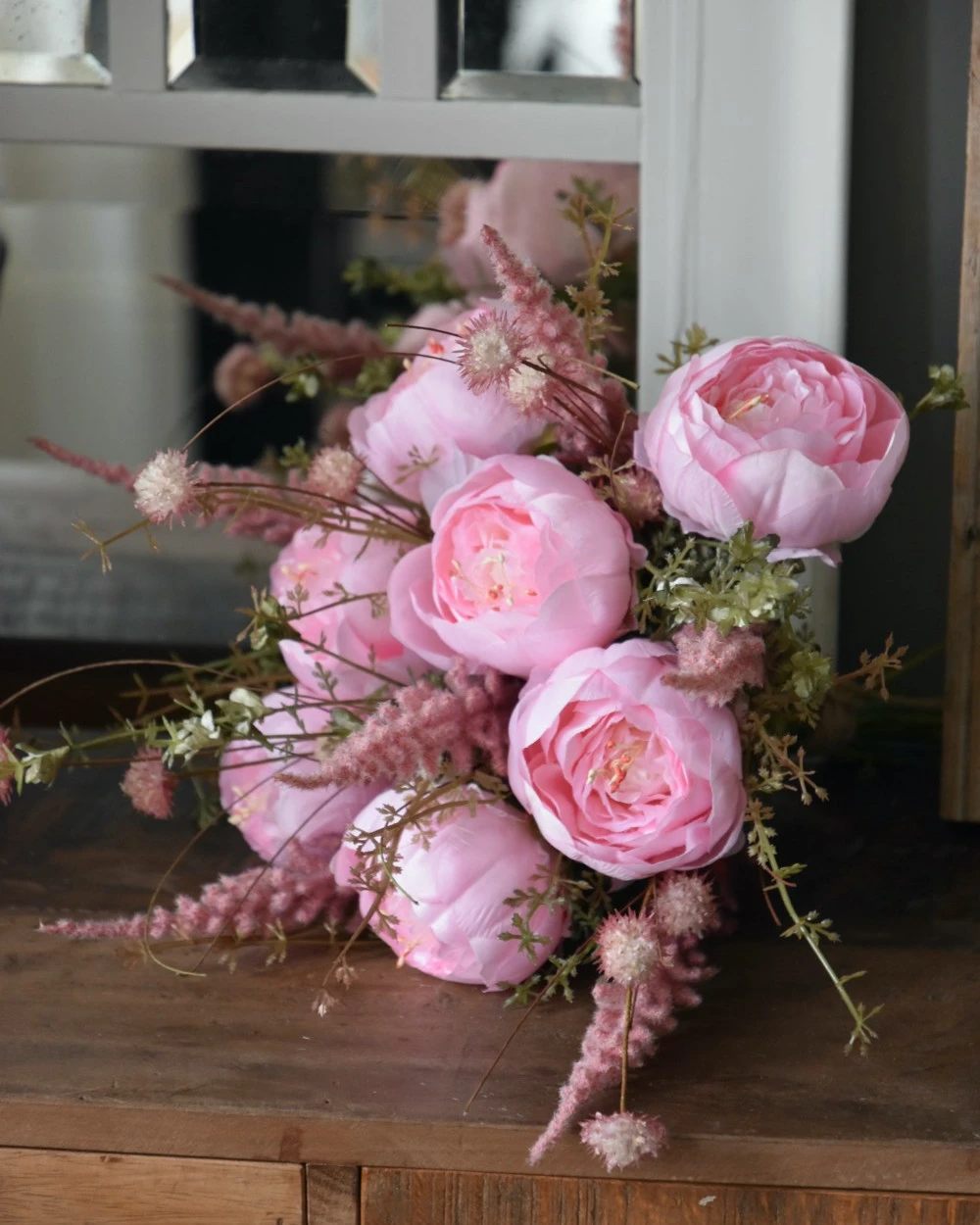 Roze Zijde Bloemen Biedermeier Boeket Met Pioenrozen 3 Roze Zijde Bloemen Biedermeier Boeket Met Pioenrozen