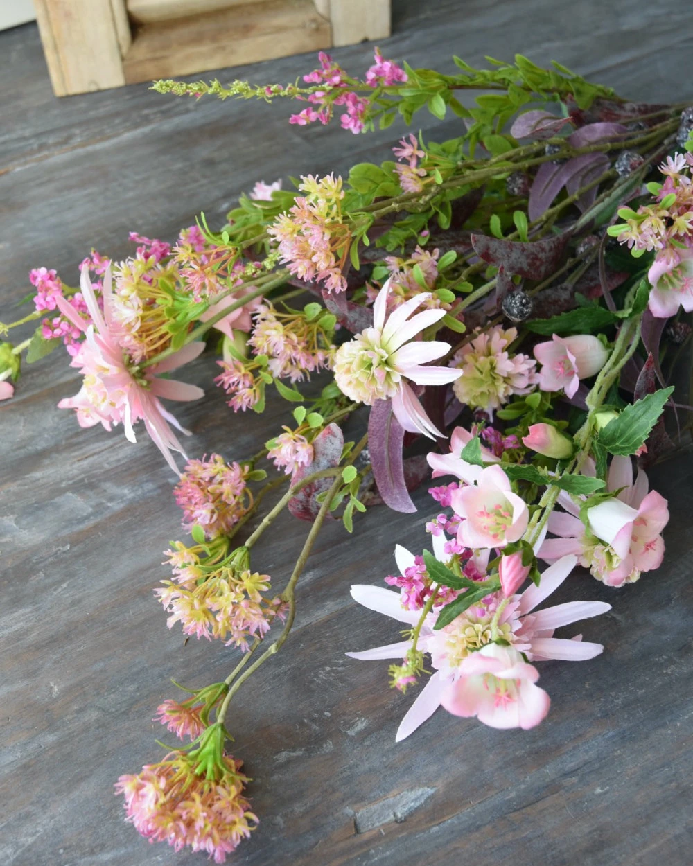 Roze Zijde Pluk Boeket Gemengd, Brynxz Met Bloesem, Klokjes Bloemen, Zonnehoed, Spirea En Eucalyptus 5 Roze Zijde Pluk Boeket Gemengd, Brynxz Met Bloesem, Klokjes Bloemen, Zonnehoed, Spirea En Eucalyptus - Afbeelding 3