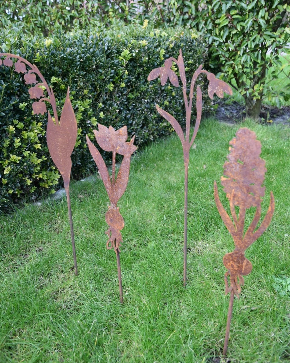 Tulp Op Prikker, Metaal Roest 4 Tulp Op Prikker, Metaal Roest - Afbeelding 2