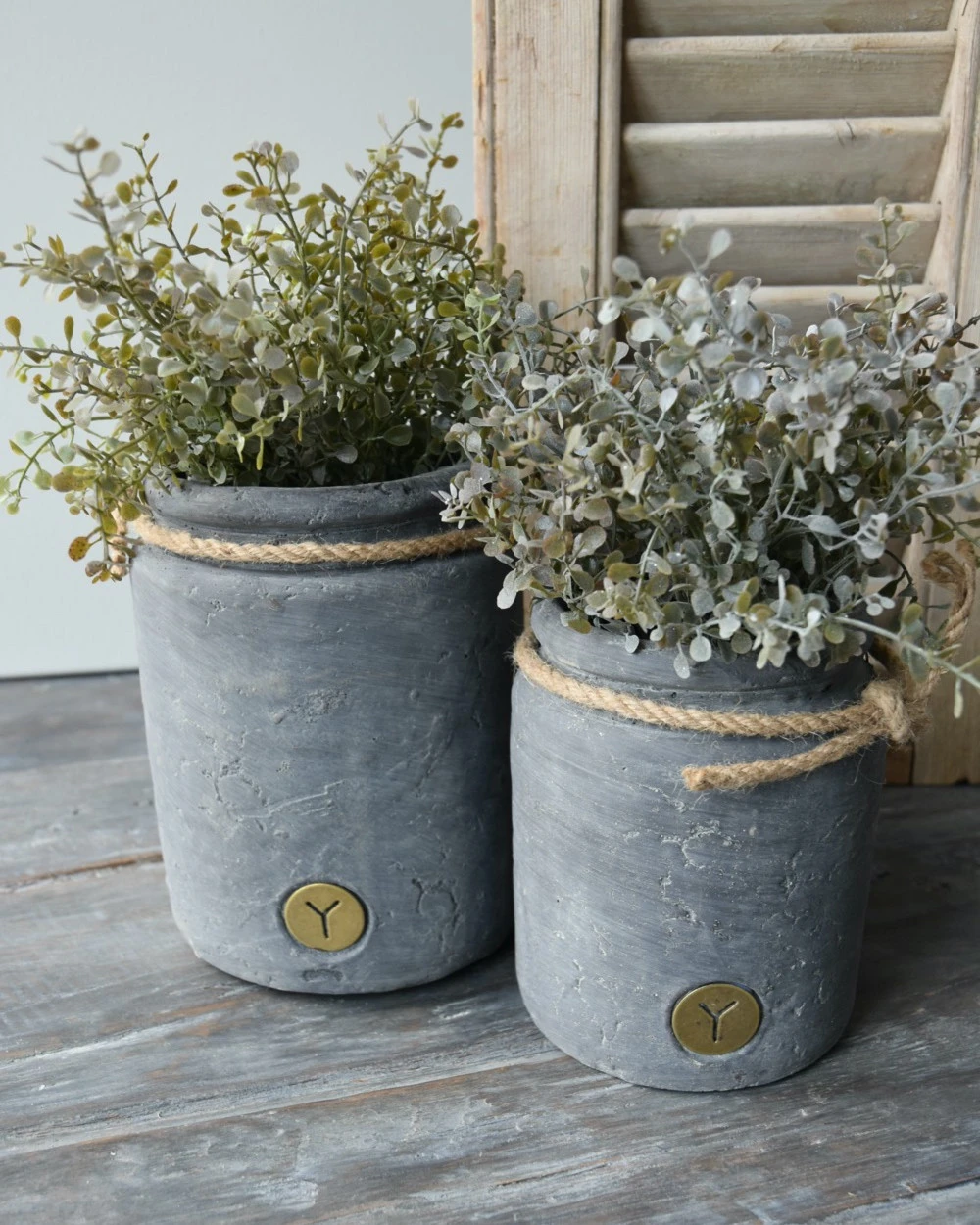 Vintage Grijze Pot Met Dik Touw Groot, Brynxz 5 Vintage Grijze Pot Met Dik Touw Groot, Brynxz - Afbeelding 3