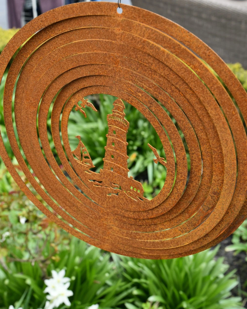 Wind Vanger Rond Vuurtoren Met Bootje En Meeuwen Ecoroest 5 Wind Vanger Rond Vuurtoren Met Bootje En Meeuwen Ecoroest - Afbeelding 3