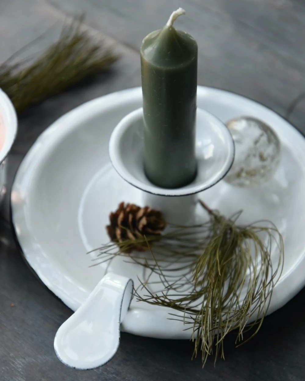 Wit Emaille Kandelaar Met Oor, IB Laursen 5 Wit Emaille Kandelaar Met Oor, IB Laursen - Afbeelding 3