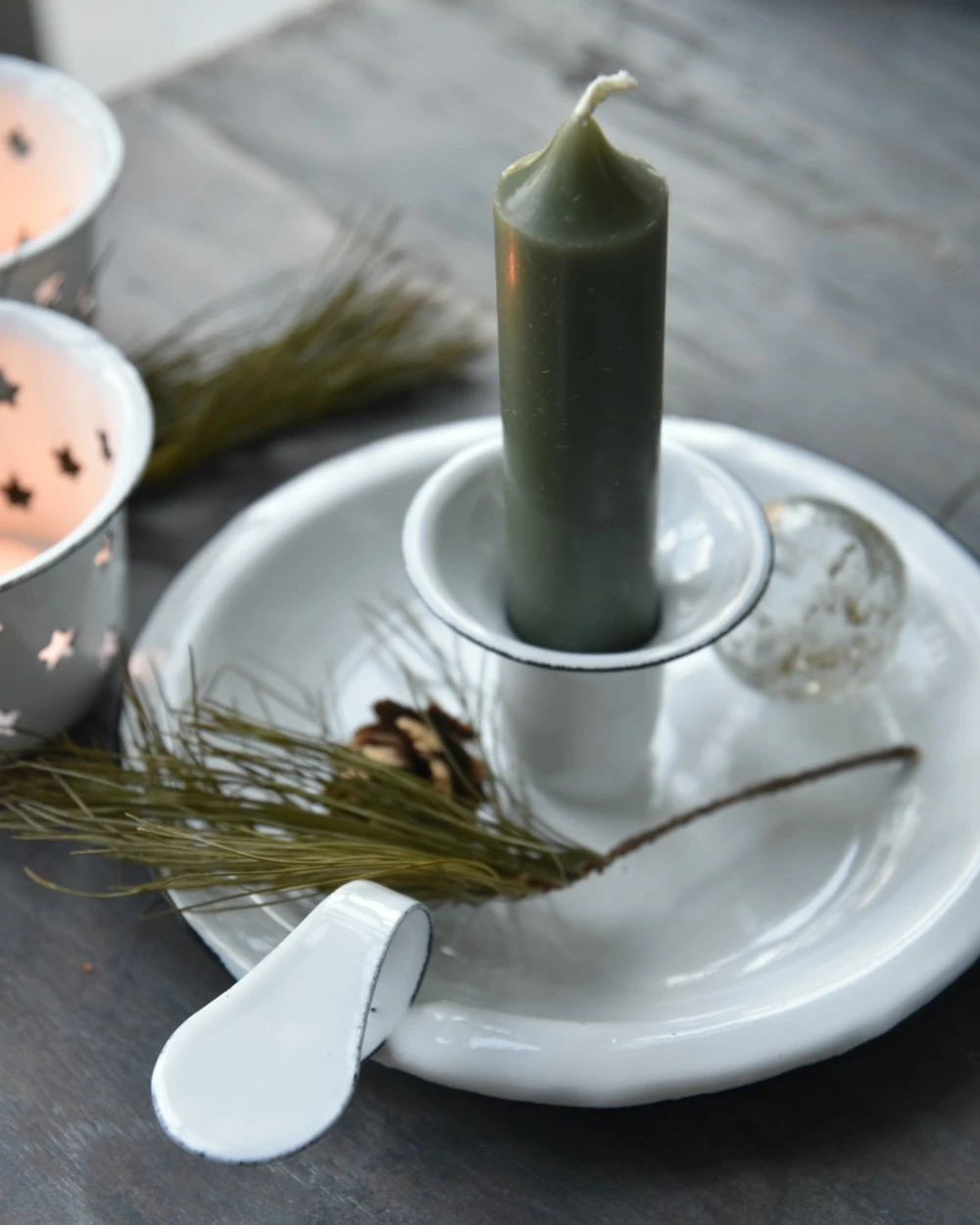 Wit Emaille Kandelaar Met Oor, IB Laursen 9 Wit Emaille Kandelaar Met Oor, IB Laursen - Afbeelding 7