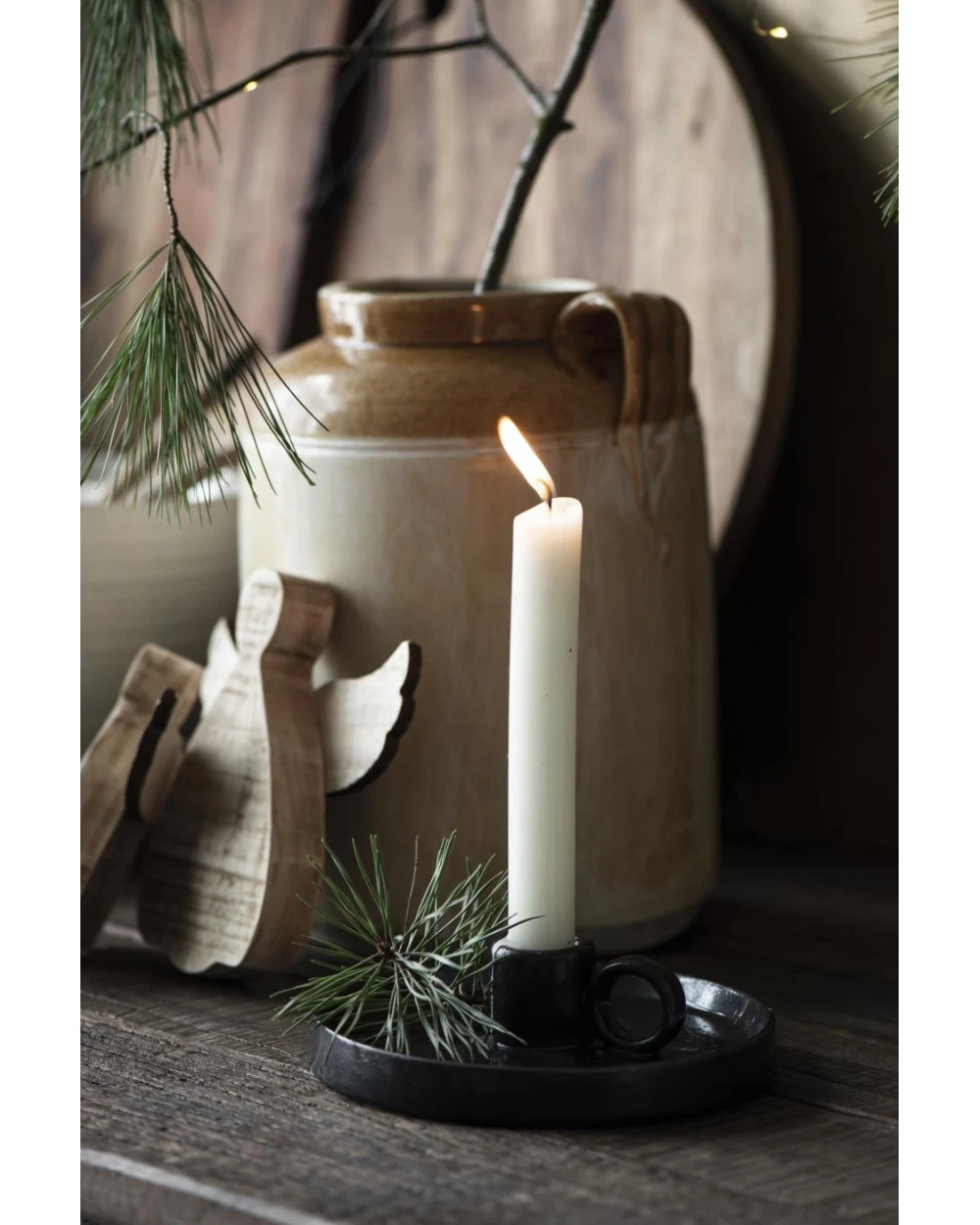 Zwarte Aardewerk Kandelaar Met Oor, IB Laursen 5 Zwarte Aardewerk Kandelaar Met Oor, IB Laursen - Afbeelding 3