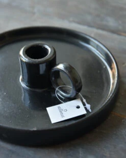 Zwarte Aardewerk Kandelaar Met Oor, IB Laursen